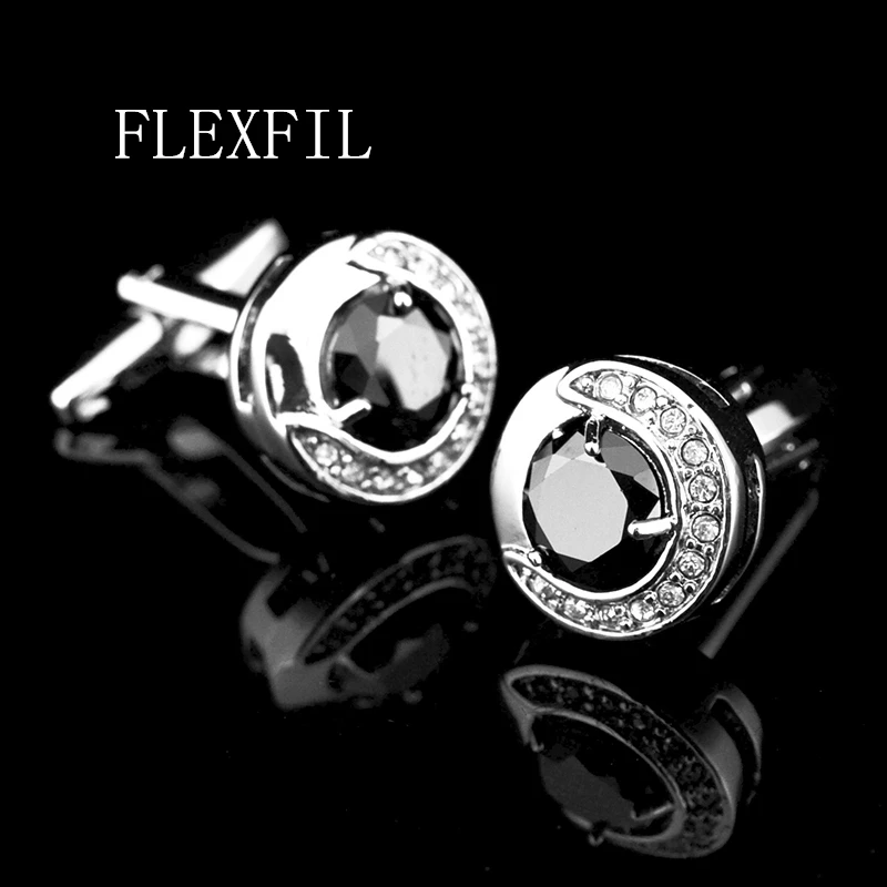 Jewelry french shirt cufflink for mens God\'s Eye Black crystal Cuffs link Button male High Quality Luxury Wedding abotoaduras