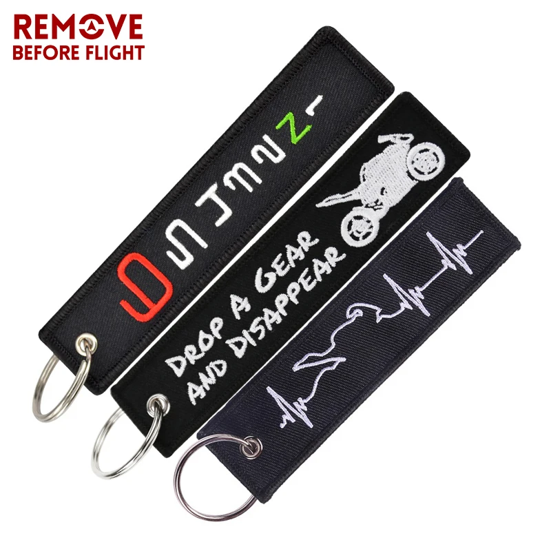 Novelty Embroidery Keychain Cool Biker Heartbeat Keychain for Motorcycles Cars Key Chains  6 5 4 3 2 N Stalls Key Tag 3 PCS/LOT