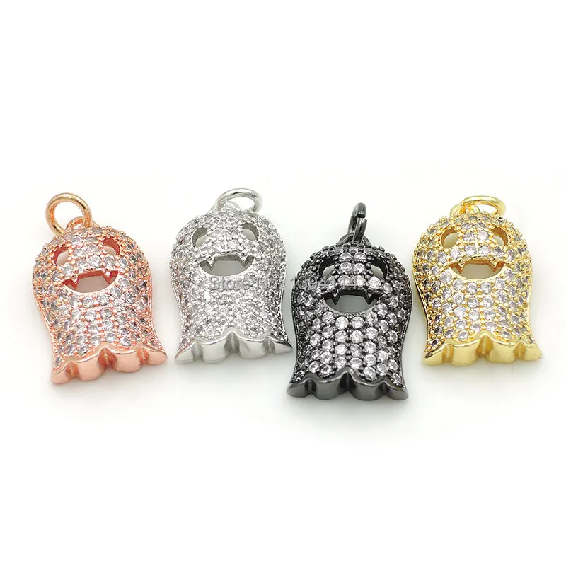 18*12*5mm Micro Pave Clear CZ Smile Ghost Charm Fit For Making DIY Bracelets Or Necklaces Jewelry