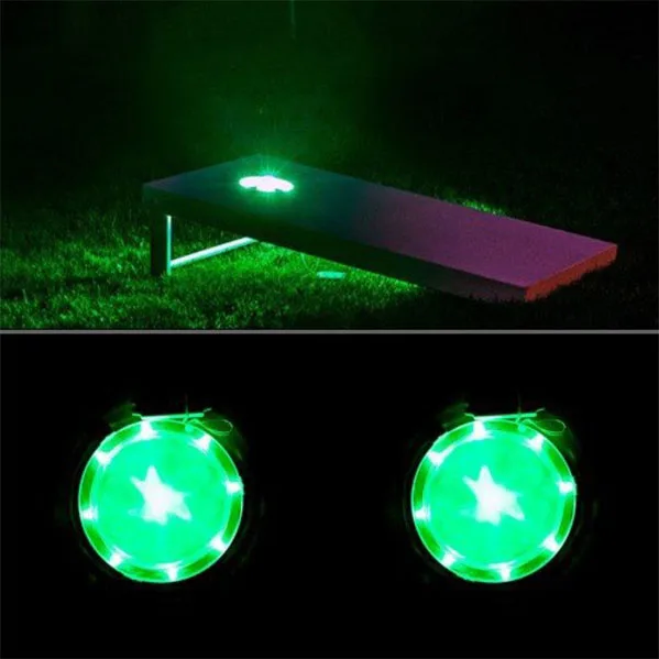 Cornhole led placa luzes (2 pces por conjunto) construção resistente, dura 100 + horas em 2 pilhas aa, para saco de feijão jogar cornhole jogos