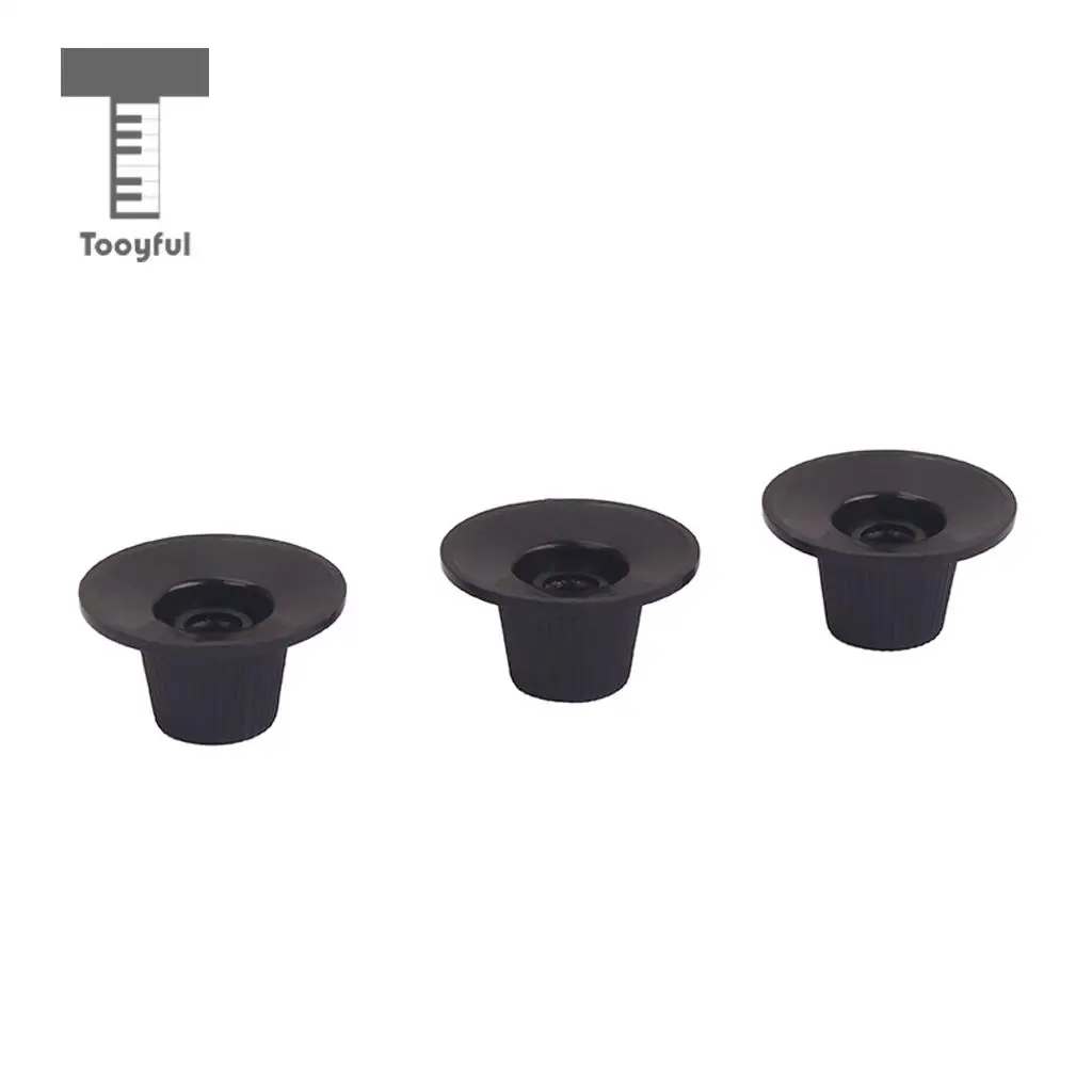 Replacement 3 Pieces Plastic Guitar Bass Amplifier Volume Tone Control Knobs Cap with Number 1V 2T Black