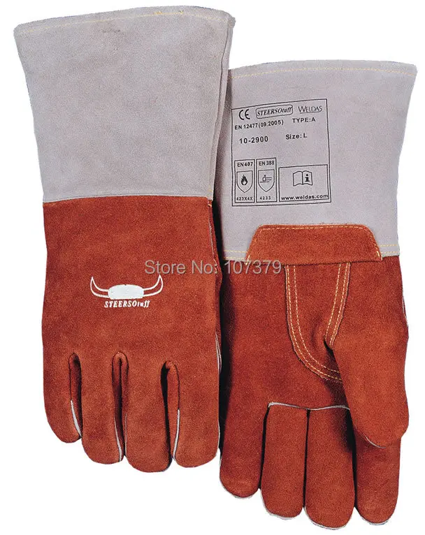 Fire Proof BBQ Work Glove 250 Degree Celsius Heat Resistant Safety Welding Gloves Split Cow Leather 482F Fahrenheit Welder