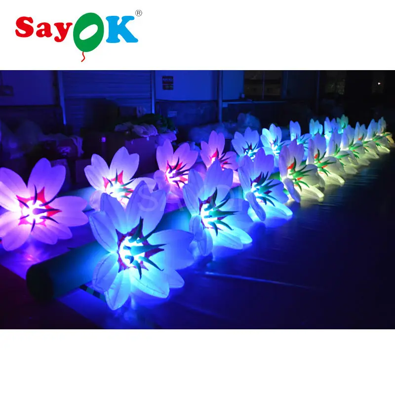 

5m/6m/7m/8m/9m/10m Long Inflatable Flower Chain Lighting Decoration Diant inflatable Flower Decoration Display for Stage Wedding