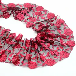 2Yards Red Embroidered Flower Lace Trim High Quality Lace Fabric DIY Craft&Sewing Dress Clothing Accessories
