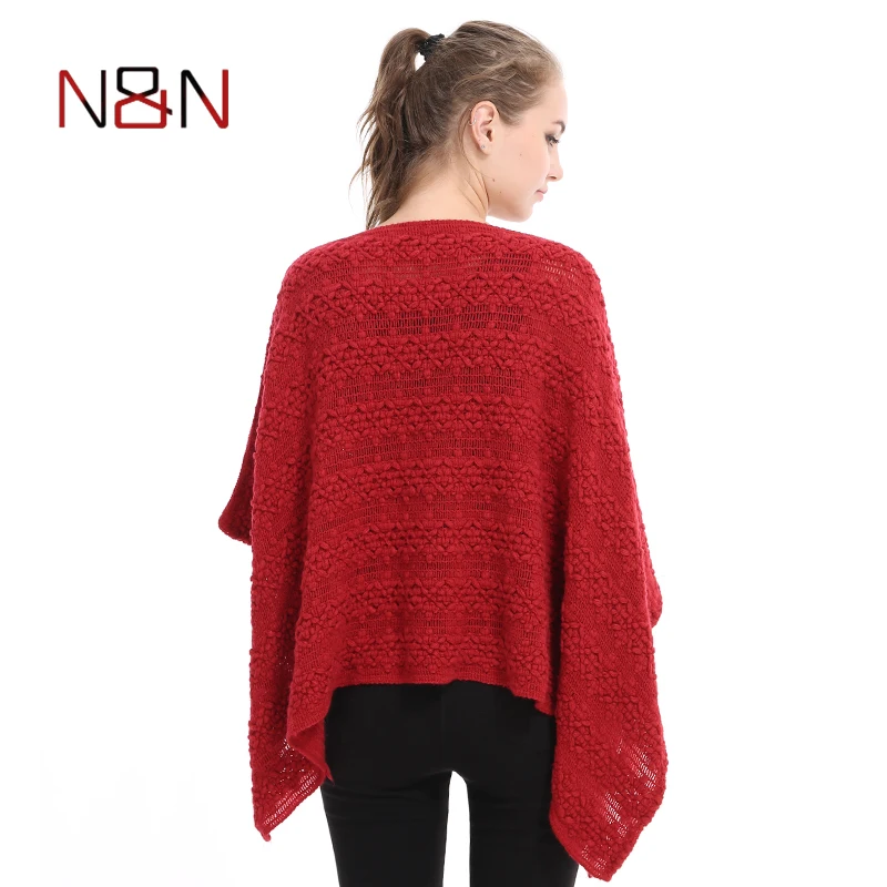 Casual Hollow Knitted Sweater Women Fashion Poncho Scarf Solid Pullover Women Sleeveless Poncho And Capes