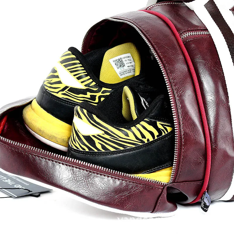 Top Male Travel Luggage Bag with Independent Shoes Storage Women Fitness Bag PU Leather Printing Basketball Training Bag XA253WC