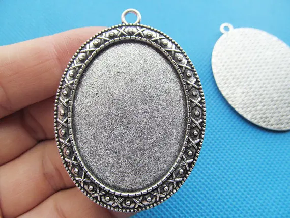 20pcs 3 Colors Oval Base Setting Tray Bezel Pendant Charm/Finding,fit 30mmx40mm Cabochon/Cameo