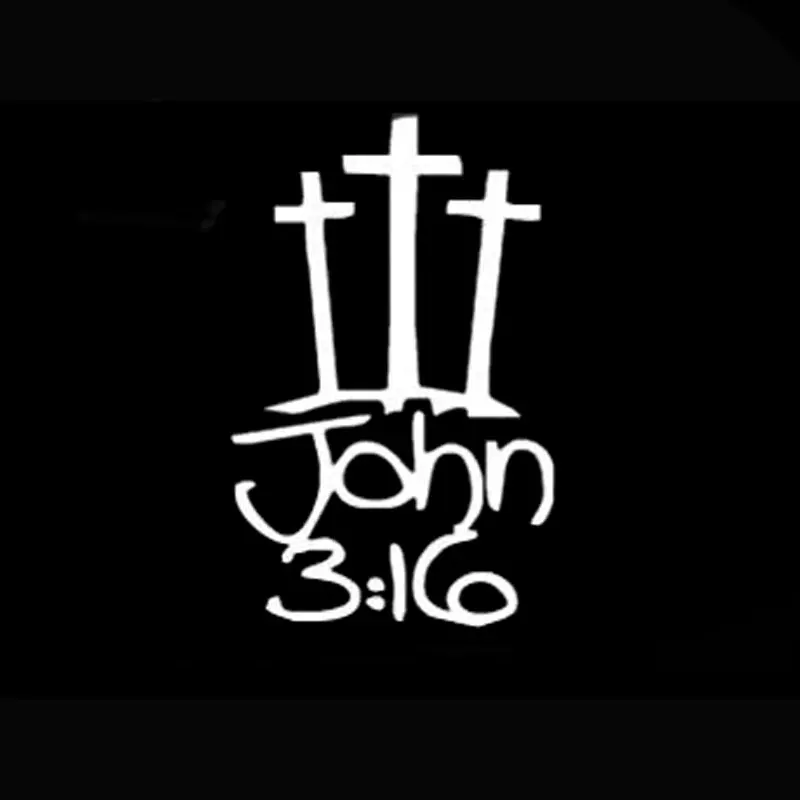 7.7CM*12.2CM 3 Crosses With John 3:16 Christian Jesus Car Stickers Car Styling And Accessories Black Sliver C8-1277