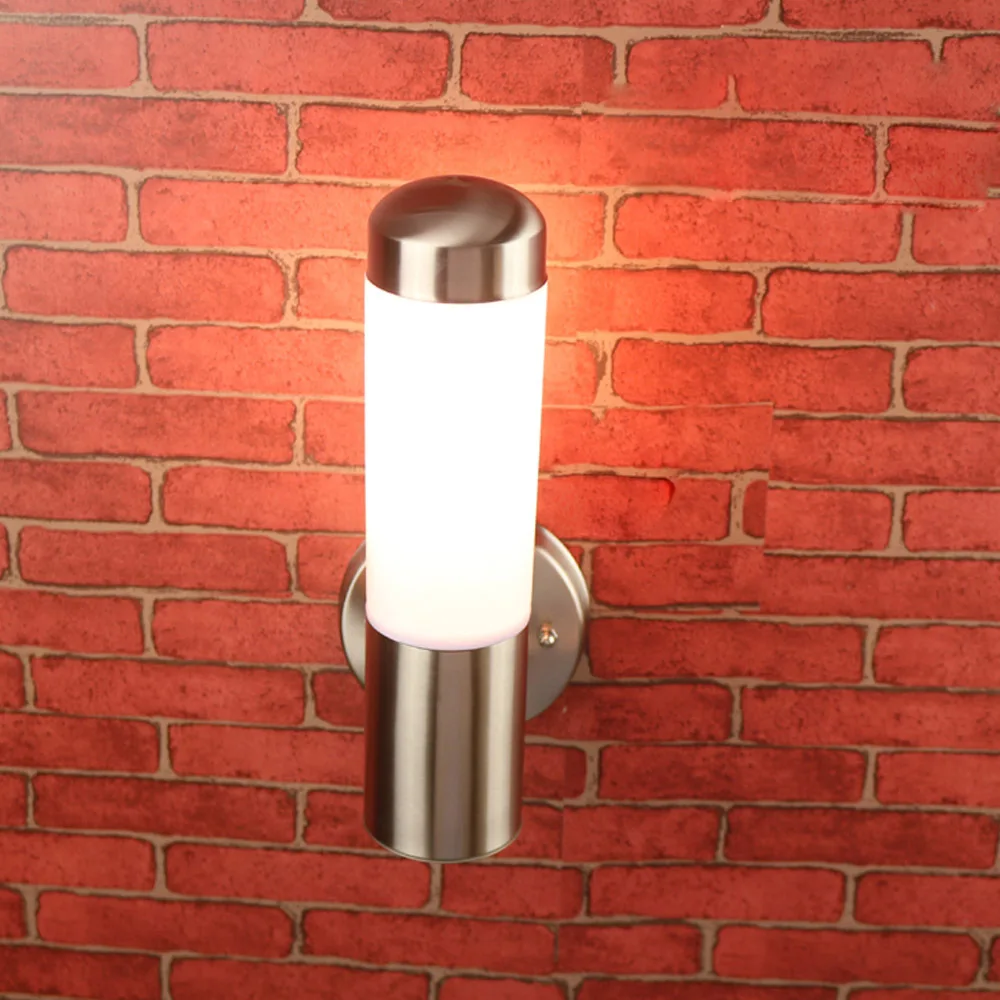 Candelabro de pared LED de acero inoxidable para pasillo, lámpara de pared acrílica E27 para jardín, IP65