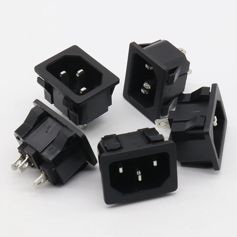 10pcs/lot AC power socket C14 Inlet Power Socket Connector Plug Industrial socket Plug IEC320 C14 3Pin Panel Power Inlet Socket