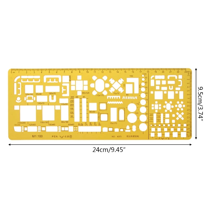 Professional Architectural Template Ruler Drawings Stencil Measuring Tool Supply AUG-23A