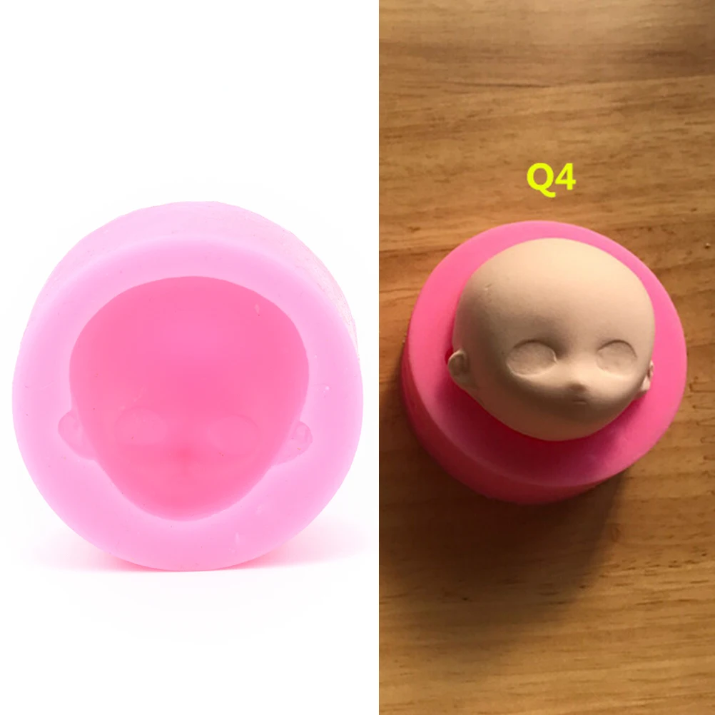 1pc Polymer Clay Resin Baby face girl Head chocolate silicone mold for cake decorating tools