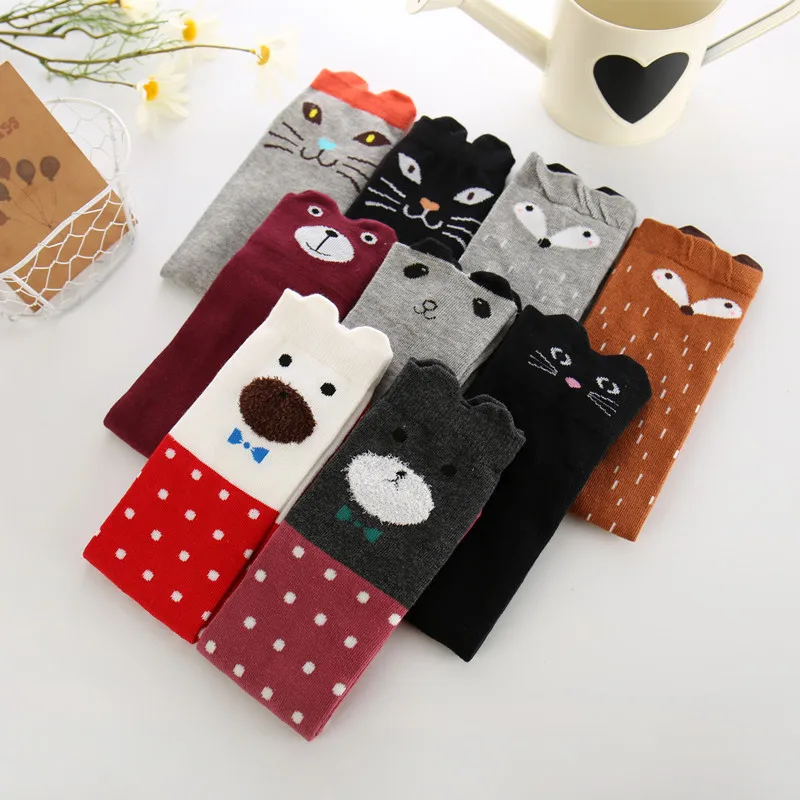 Cute Animal Socks Kids Girls Knee High Socks Children 3D Cartoon School Over Knee Long Socks Cotton Fox Cat Boys Leg Warmer 3-10