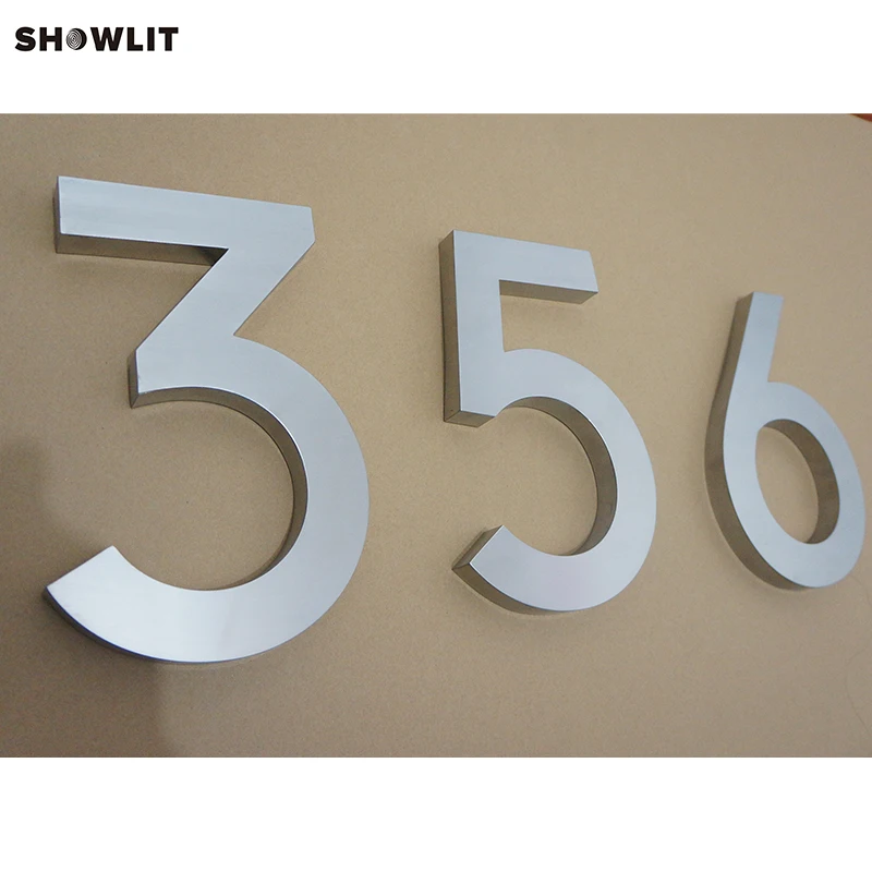 Sliver Color Brushed Stainless Steel Apartment Door Numbers Custom Available