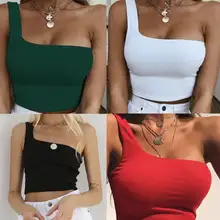 Women's one shoulder summer crop top #6