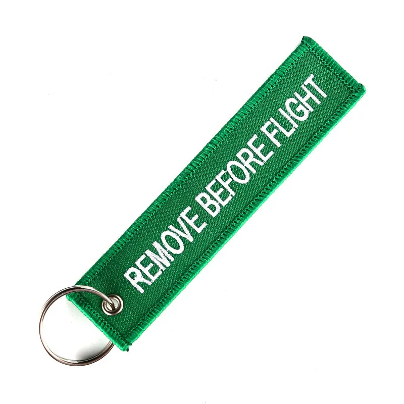 Remove Before Flight Chaveiro for Cars Green Key Fobs OEM Keychain Jewelry for Aviation Gift Tag Embroidery Key Chains Holder