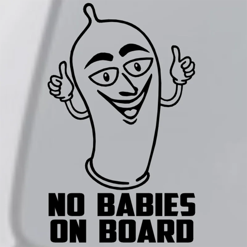 No Babies On Board Vinyl Decal Sticker Car Window Bumper Funny Condom Baby Vinyl Decor Decals