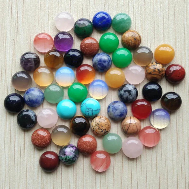 

Fashion good quality natural stone mixed round CABOCHON 10mm beads for DIY jewelry Accessories wholesale 50pcs/lot fast shipping