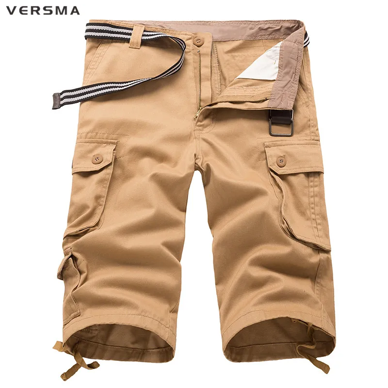 VERSMA Spring Fashion Casual Camouflage Cargo Pants Trousers Men Cotton Loose Brand Camo Men Joggers 3/4 Work Pants Without Belt