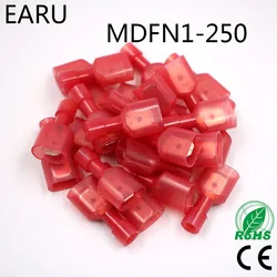 MDFN1.25-250 MDFN1-250 NYLON Brass Male Insulated Spade Joint Cable Wire Connector 100PCS 50Sets Suit 0.5-1.5mm2 22-16AWG MDFN