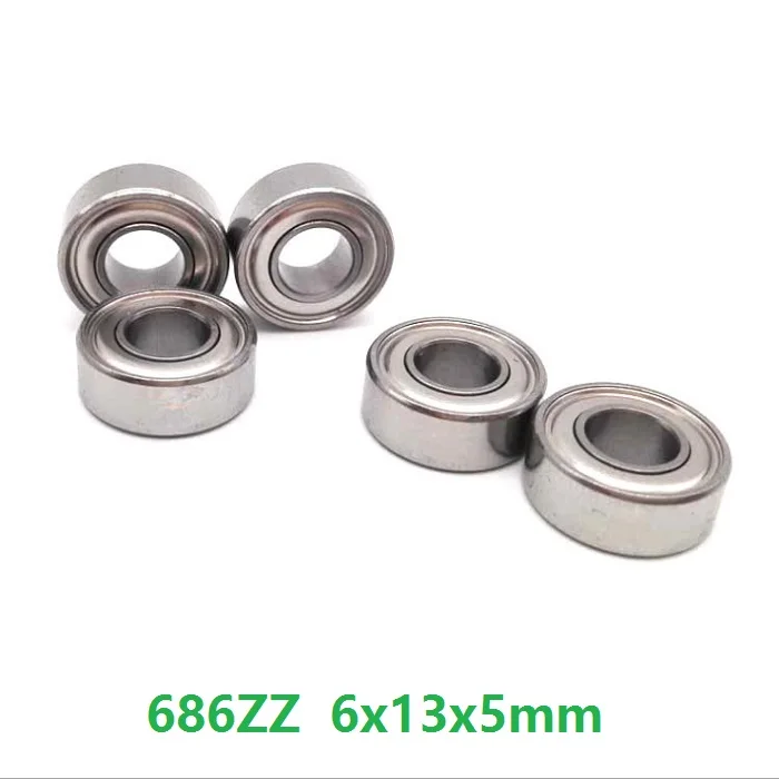 

100pcs/lot 686ZZ 686Z 686 ZZ Z 6x13x5 mm High-carbon Steel deep groove ball bearings Miniature Mini bearing 6*13*5