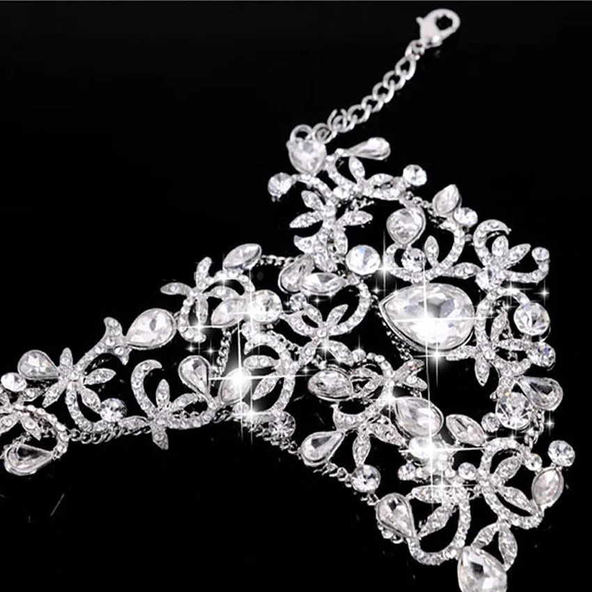 Crystal Strass Pulseira para Mulheres, Jóias de Luxo, Luva De Casamento Elegante, Festa De Noiva, Pulseiras De Baile, Pulseira, Venda Quente, Novo