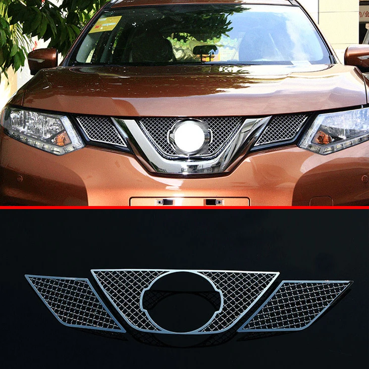 

For Nissan X-Trail Rogue 2014 2015 2016 Stainless Steel Front Grille Trim Car Accessories Stickers