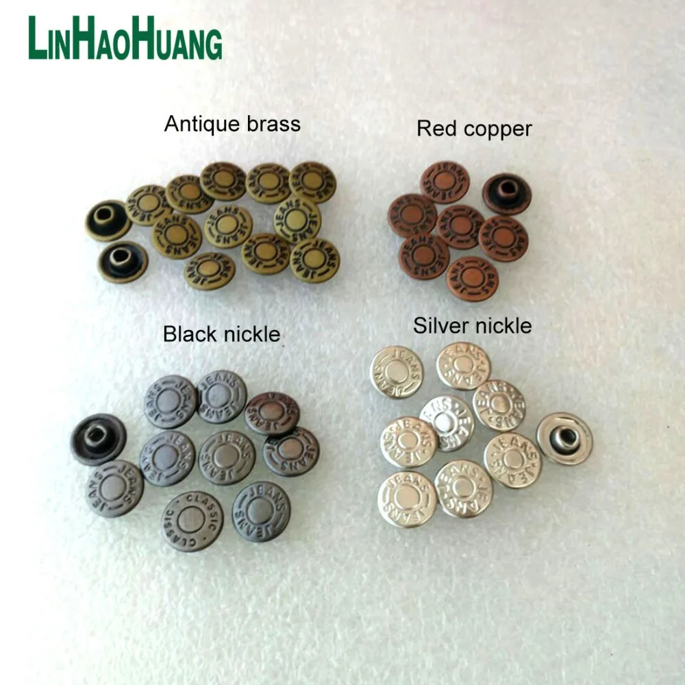 Wholesale 9.5mm 200sets brass garment jeans rivets with alum nail bronze /black nickle/nickle/red cooper color and 1set of tools