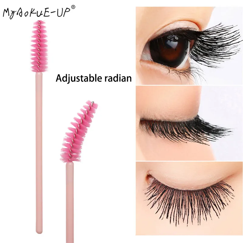 50 Stück Einweg-Nylon-Mascara-Applikatoren Wimpernbürsten für Wimpernverlängerung Damen Make-up Pinsel Werkzeuge – Detail 2