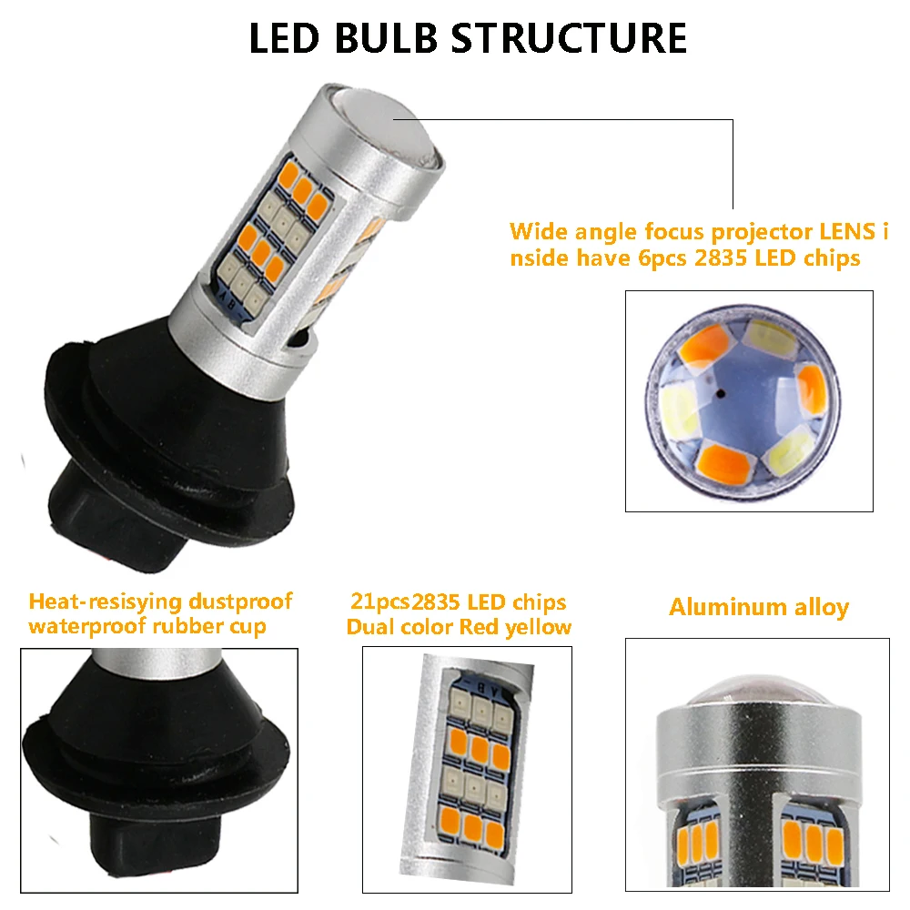 Feux extérieurs diurnes + clignotants, mode touristes, DRL LED, Ba15s, BAU15S, 1156, p21w, s25, 42led, T20, W21W, WY21W, 7440