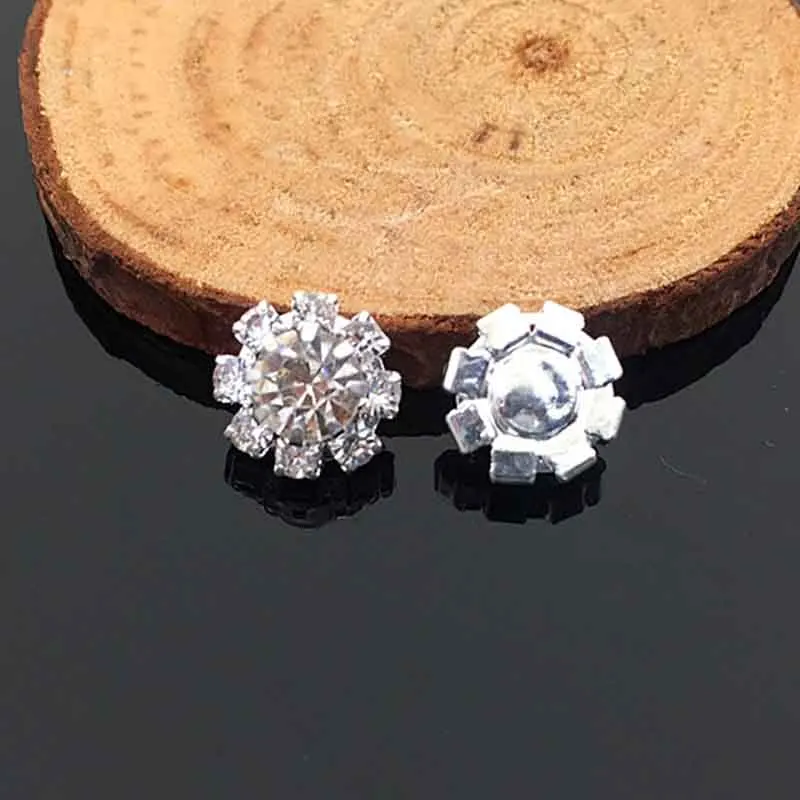 Engood 100Pcs DIY Round Metal Rhinestone Small Button for Wedding Sewing Trim Embellishments Craft Buckles Headband ZJ108-HZ166
