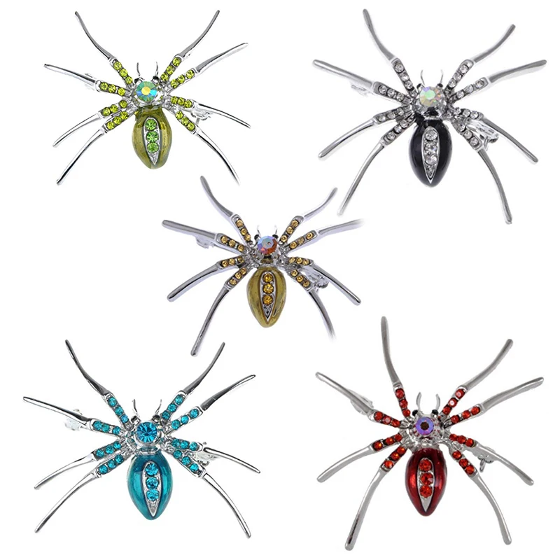 

Women's Crystal Rhinestone Halloween araneid designer brooch enamel Animal Insect Spider Brooch Pin holiday Gift