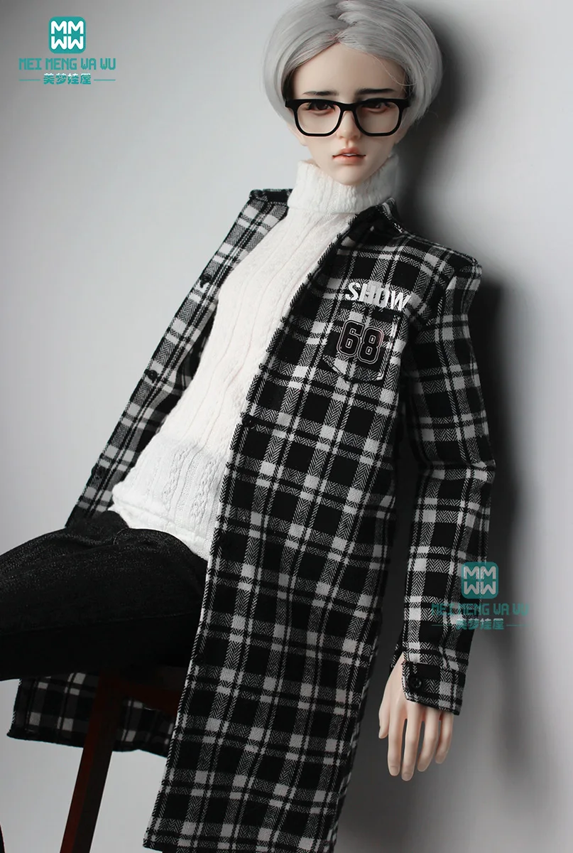 

BJD doll clothes fits BJD uncle black plaid fashion wild shirt jacket