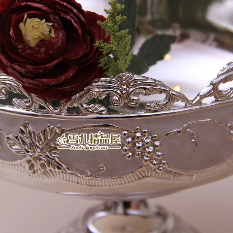 European fruit bowl glass carved silver zinc fruteira alloy luxury KTV peel bowl creative peel Home Furnishing decorative bowls
