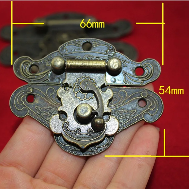 Jewelry Wooden Case Box Lock,Hardware Antique Bronze Hasp Locks,66mm*52mm