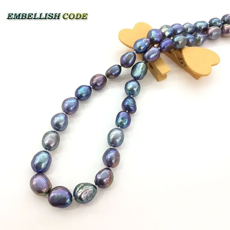 selling well good quality pearls baroque Irregular real natural freshwater pearl necklace Peacock green Colourful for girl women