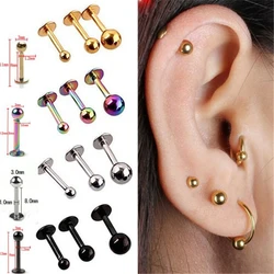 5Pcs Surgical Stainless Steel Tragus Helix Bar Ball Labret Lip Cartilage Top Upper Ear Studs Earrings Body Piercing Jewelry