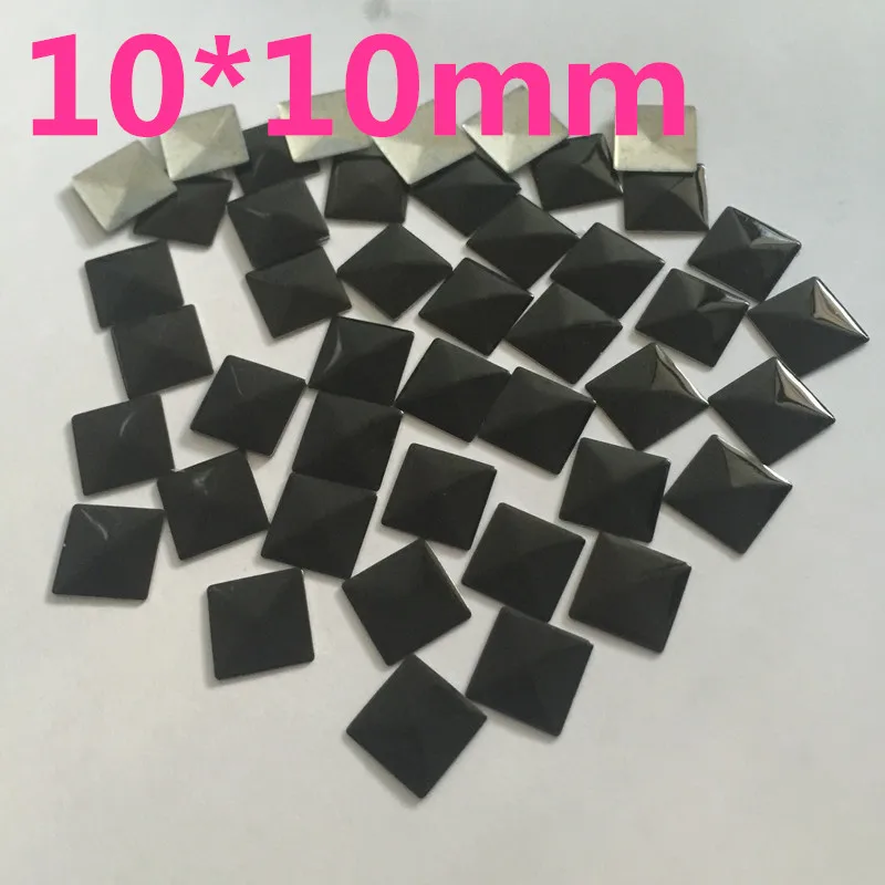 300pcs 10*10mm Black Hot Fix Rhinestuds Pyramid Metal Studs Spikes Decoration Clothes Punk Rock DIY Spikes