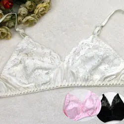 Silk bra thin silk breathable summer plus size bra women's lace underwear