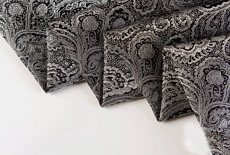 France imported black jacquard tapestry satin 3D jacquard brocade fabric for dress cushion cover curtain patchwork 114cm width