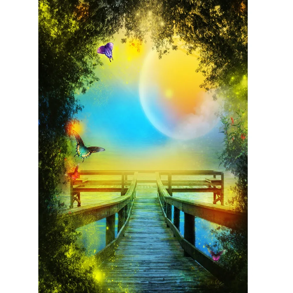 Ponte de madeira fotografia fundo para cabine de fotos criança crianças chuveiro do bebê vinil pano impresso backdrops photo studio