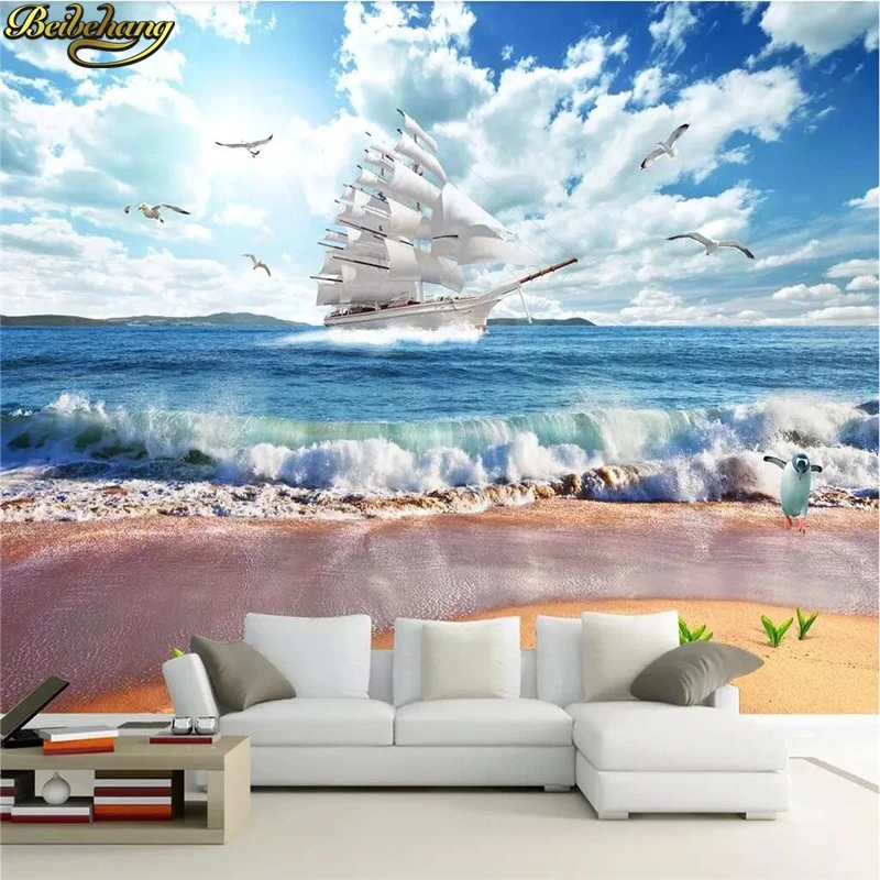 

Custom photo wallpaper murals smooth sailing seascape landscape 3D spray background wall papers home decor