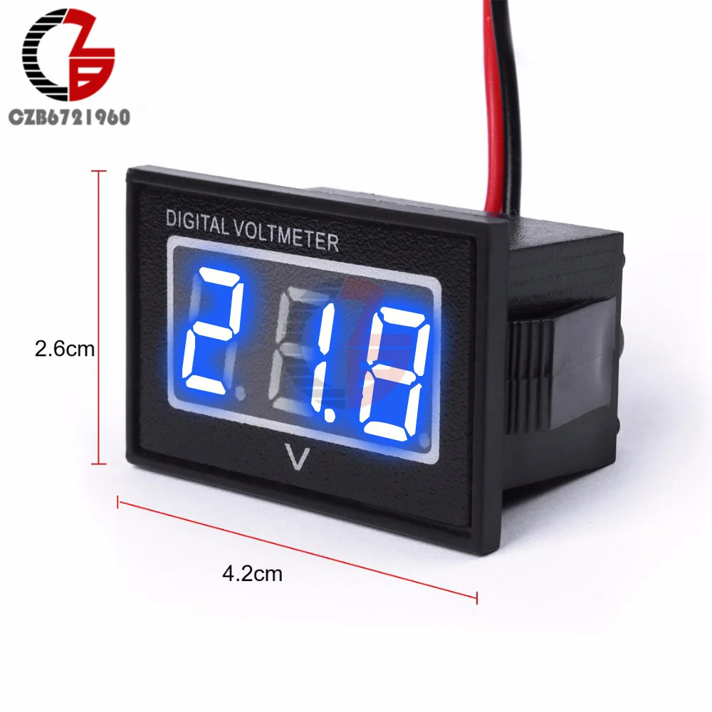 IP68 Waterproof LED Digital Voltmeter DC 2.5-30V Sports Car Motorcycle Electric Bicycle Voltage Tester Detector Monitor 5V 12V