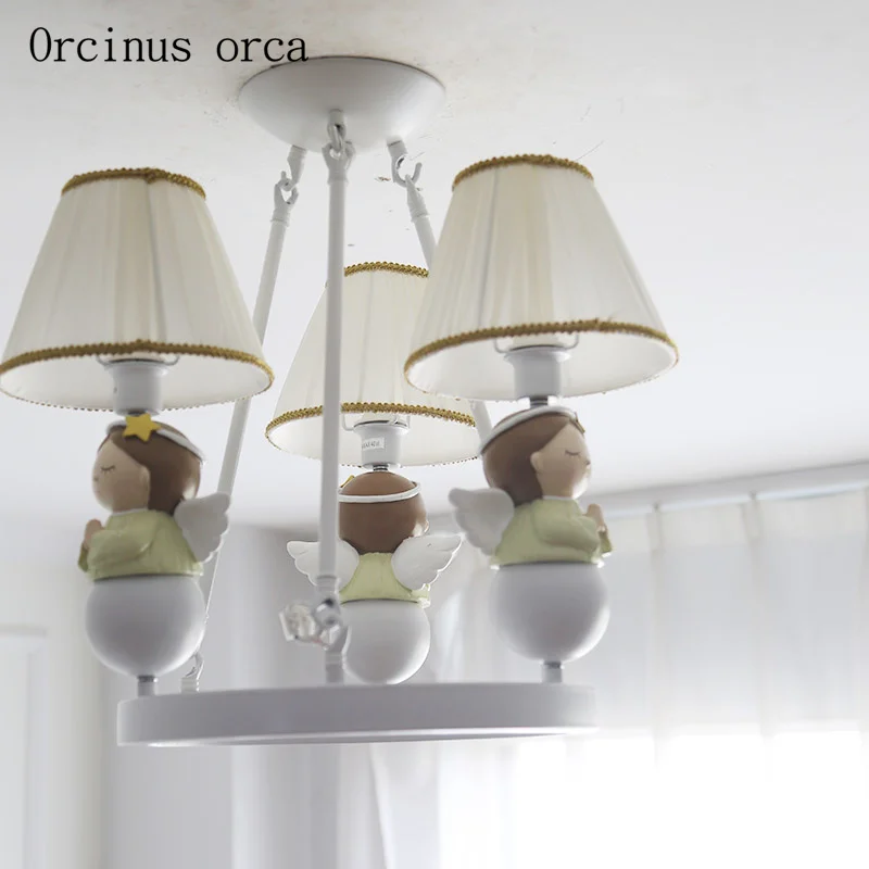 Cartoon creation pray blessing Angel child chandelier Girl Bedroom Princess Room Light American style LED doll pendant lamp