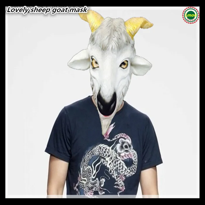 2015 Newest Creepy Costume Party Full Head eco-friendly Latex goat mask Sheep Mask Mythology Fancy Prop Free Shipping