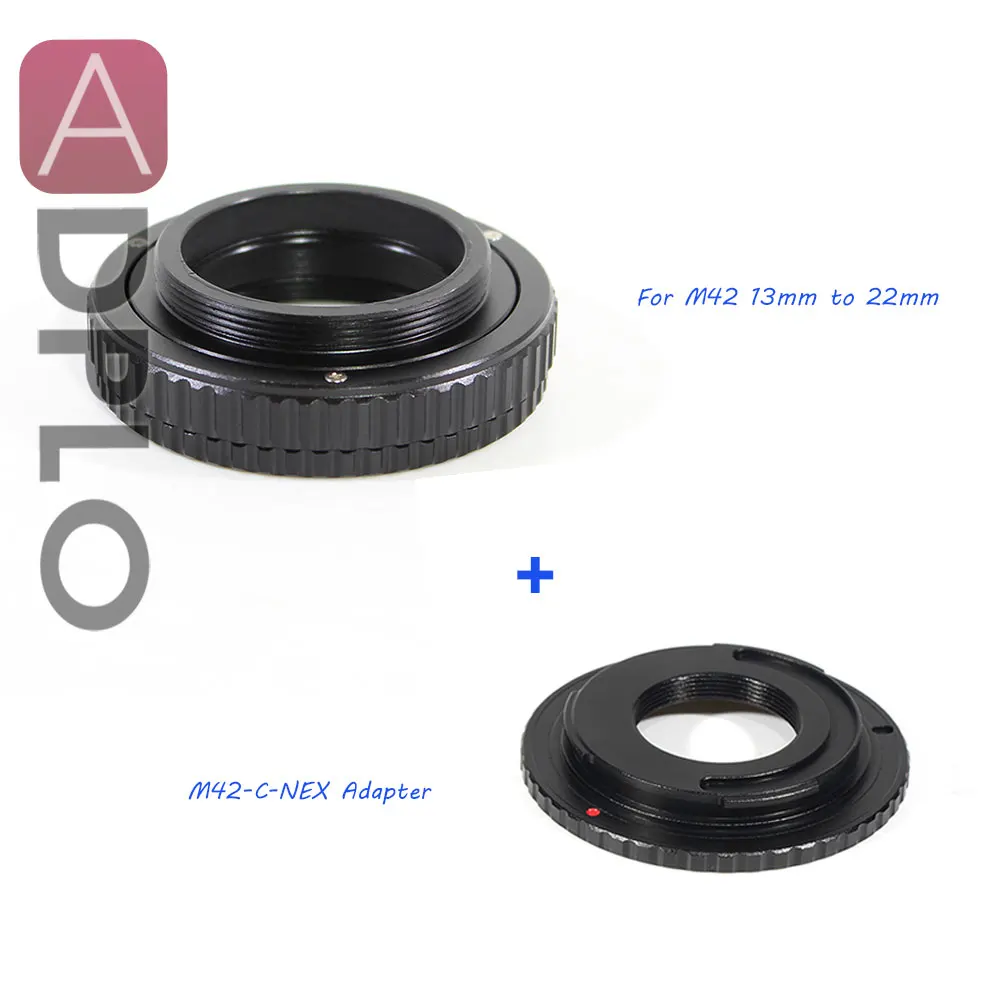 

ADPLO 13mm to 22mm M42 Lens Adjustable Focusing Helicoid Macro Tube Adapter Suit For M42 or C Mount Lens to NEX camera