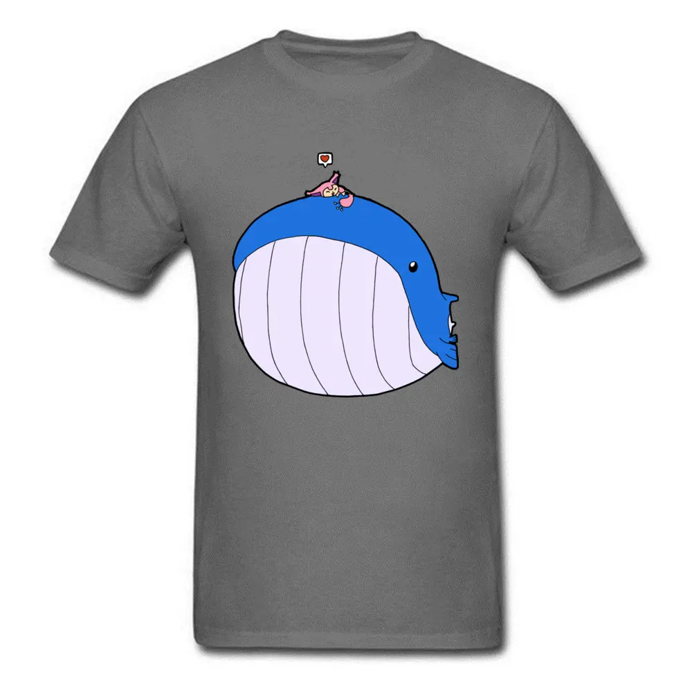 Whale Monster T-shirt Men Cute Blue Tshirt HSOWA Skitty Loves Wailord T Shirts Simple Cartoon Tees Custom Male Tops Oversize