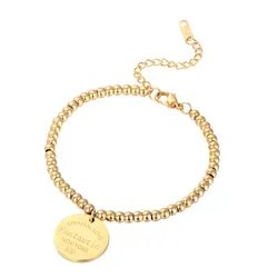 New Arrival Fashion Jewelry Round Charm Carving Fantastic Bead Bracelet Stainless Steel Gold Color Bracelet Love Gift For Woman