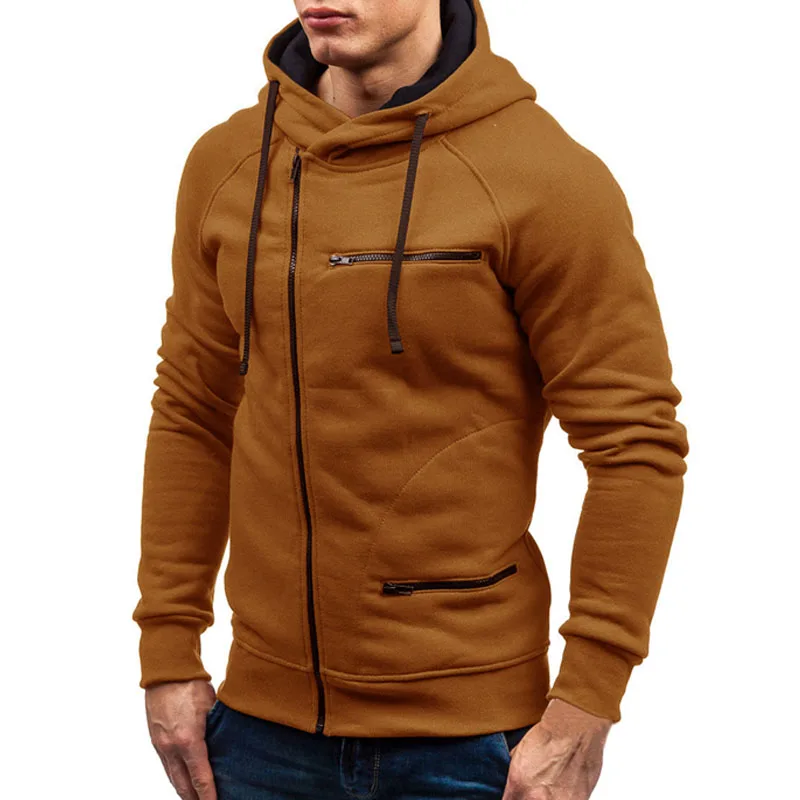 Men Hoodie Sweatshirt New Casual Solid Long Sleeve Mens Hoodies Slim Zipper Hooded Cardigan Sweatshirts Men Hoody Sweat Homme