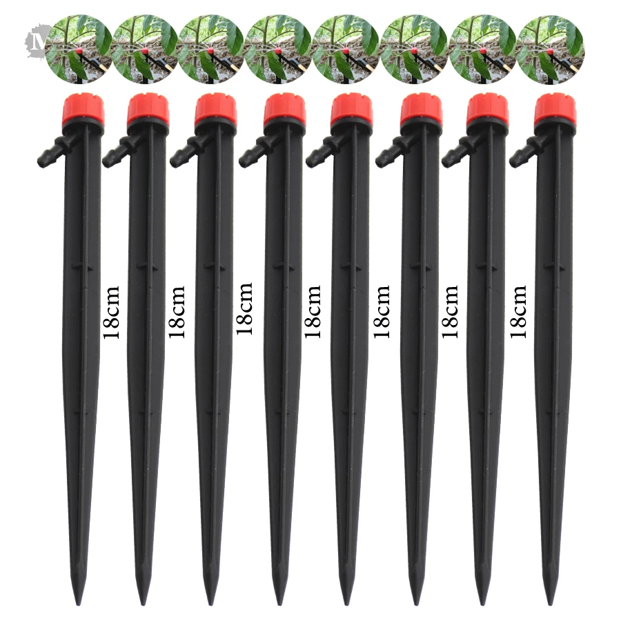 MUCIAKIE 50PCS 18cm Micro Irrigation Sprinkler Adjustable Emitter Stake 8-Hole Watering Drippers for Connecting 4mm Tubing Hose